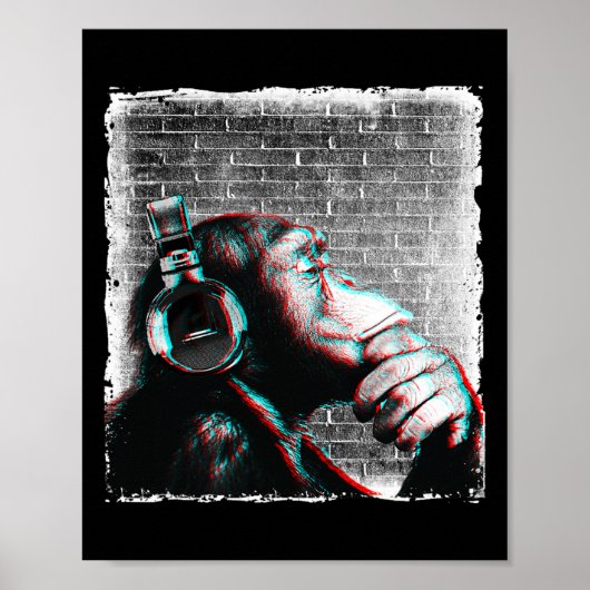 Monkey Chimpとヘッドフォンシャツ – Edm Dj Music ポスター (正面)