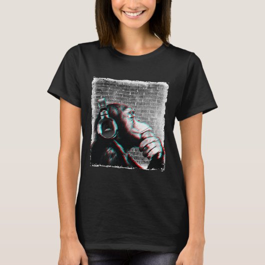 Monkey Chimpとヘッドフォンシャツ – Edm Dj Music Tシャツ (正面)