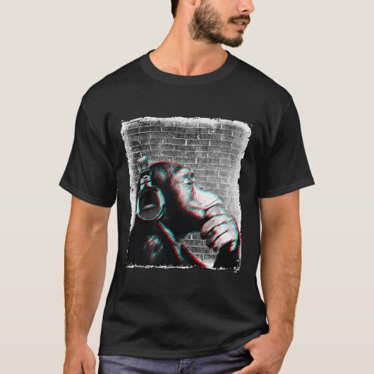 Monkey Chimpとヘッドフォンシャツ – Edm Dj Music Tシャツ (正面)