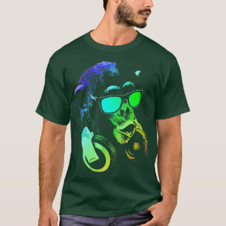 Monkey Chimp With Sunglasses And Headphones  Tシャツ