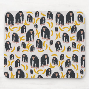 Monkey Chimpanzee & Banana Pattern マウスパッド