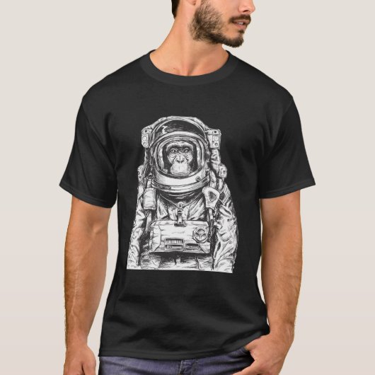 Monkey Chimpanzee Cosmonaut Astronomy As Tシャツ (正面)
