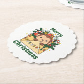 Monkey Christmas Letter Winter Animals Monkeys ペーパーコースター (アングル)