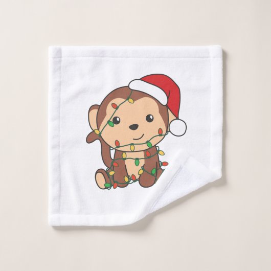 Monkey Christmas Winter Animals Monkeys ウォッシュタオル (ウォッシュタオル)