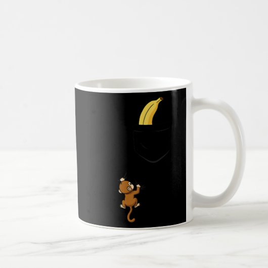 Monkey Climbs For Banana Funny Animal Cket Design コーヒーマグカップ (右)