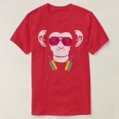 Monkey Cooler Monkey DJ Headphones Going Out Fun P Tシャツ (デザイン正面)