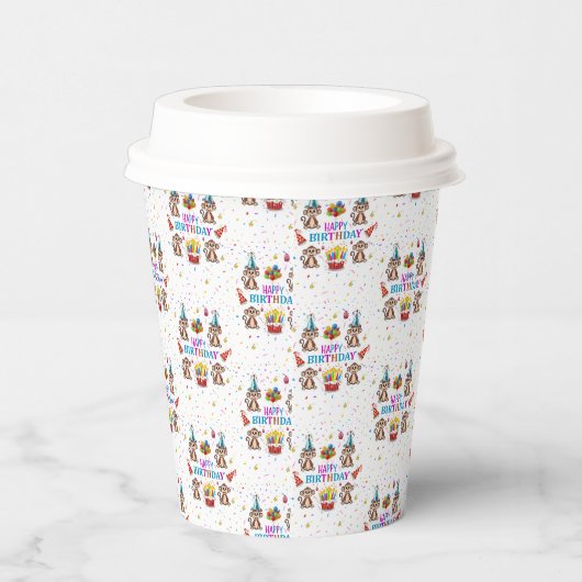 Monkey Cupcake Happy Birthday Paper Cup  紙コップ (右)