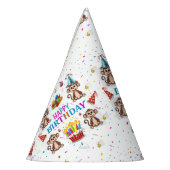 Monkey Cupcakes Happy Birthday Paper  パーティーハット (左)