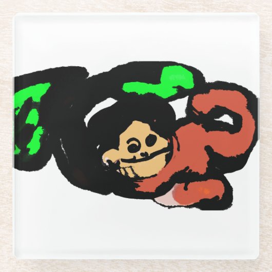 Monkey cute  ガラスコースター (正面)