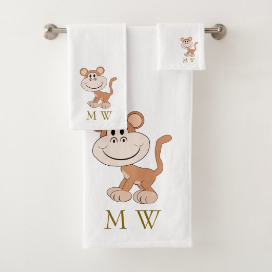 Monkey Design Monogrammed バスタオルセット (インサイチュ)