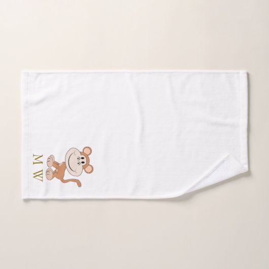 Monkey Design Monogrammed バスタオルセット (ハンドタオル)