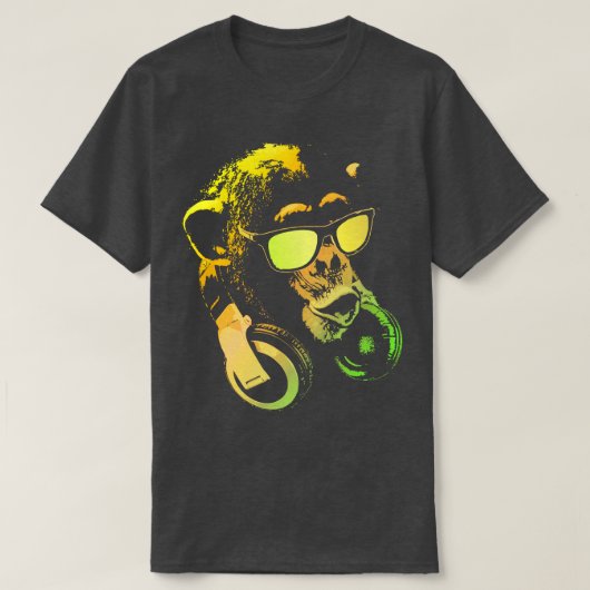Monkey DJイエロー Tシャツ (デザイン正面)
