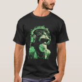 Monkey Dj With Headphone And Sunglasses Tシャツ (正面)