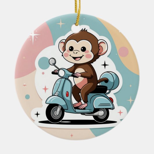 Monkey driving a scooter セラミックオーナメント (正面)