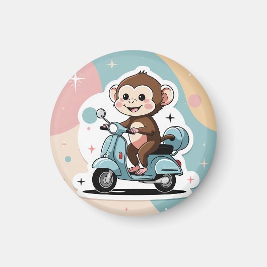 Monkey driving a scooter マグネット (正面)