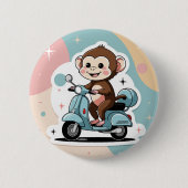 Monkey driving a scooter 缶バッジ (正面)
