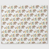 Monkey Elephant Balloon Party Birthday Gift Wrap ラッピングペーパー (フラット)