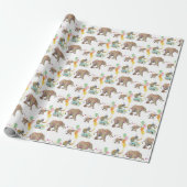 Monkey Elephant Balloon Party Birthday Gift Wrap ラッピングペーパー (アンロールド)