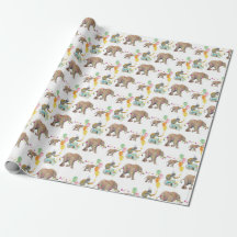 Monkey Elephant Balloon Party Birthday Gift Wrap