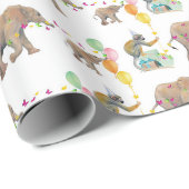 Monkey Elephant Balloon Party Birthday Gift Wrap ラッピングペーパー (ロールコーナー)