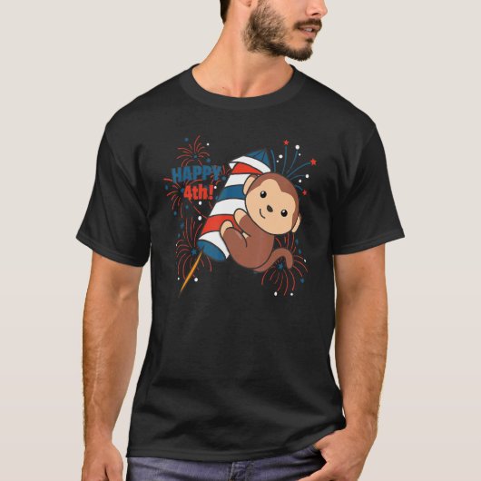 Monkey For The7月4日Fireworks Kids Tシャツ (正面)