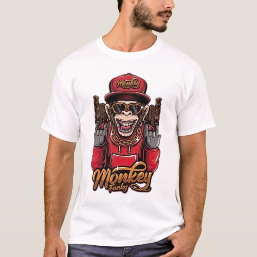 Monkey Funky T-Shirt - Cool Hip Hop Monkey Graphic Tシャツ (正面)