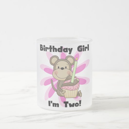Monkey Girl 2nd誕生日Tシャツとギフト フロストグラスマグカップ (中央)