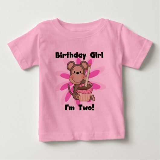 Monkey Girl 2nd誕生日Tシャツとギフト ベビーTシャツ (正面)