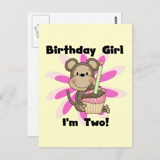 Monkey Girl 2nd誕生日Tシャツとギフト ポストカード (正面/裏面)