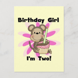 Monkey Girl 2nd誕生日Tシャツとギフト ポストカード