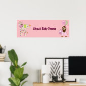 MONKEY Girl Jungle Baby Shower Banner JJ ポスター (ホームオフィス)