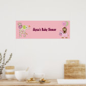 MONKEY Girl Jungle Baby Shower Banner JJ ポスター (キッチン)