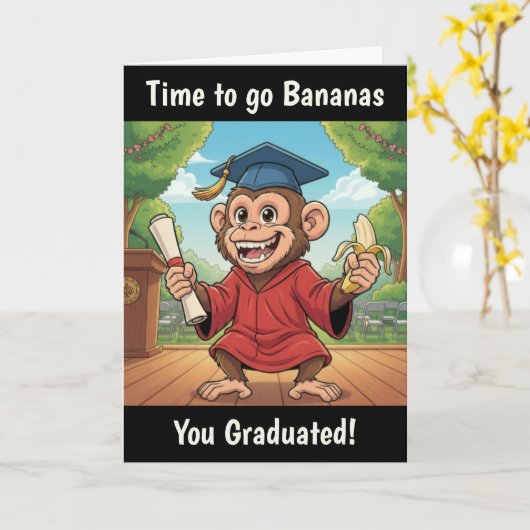 Monkey Graduation Card カード (黄色い花)