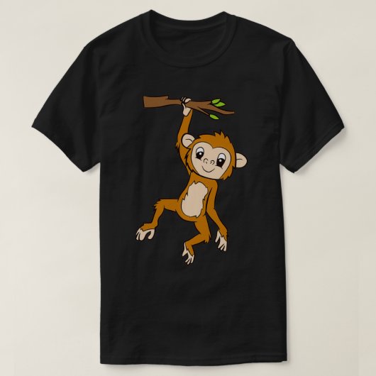 Monkey Hanging On Branch Ape Kids Cute Monkey Pull Tシャツ (デザイン正面)