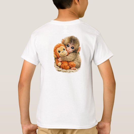 “Monkey Hug with Buddy”. Tシャツ (裏面)