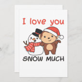 Monkey I Love You Snow Much Snowman Pun シーズンカード (正面/裏面)
