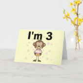 Monkey I'm 3誕生日Tシャツ&ギフト カード (黄色い花)