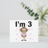 Monkey I'm 3誕生日Tシャツ&ギフト ポストカード (スタンド正面)