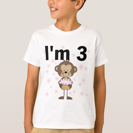 Monkey I'm 3誕生日Tシャツ&ギフト Tシャツ (正面)