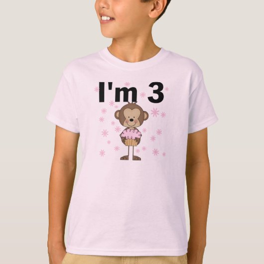 Monkey I'm 3誕生日Tシャツ&ギフト Tシャツ (正面)