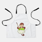 Monkey in Cross Leged on Clouds エプロン (正面)