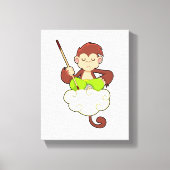 Monkey in Cross Leged on Clouds キャンバスプリント (正面)