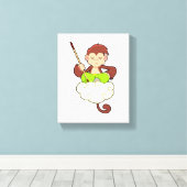 Monkey in Cross Leged on Clouds キャンバスプリント (インサイチュ (ウッドフロア))