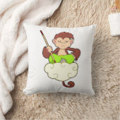 Monkey in Cross Leged on Clouds クッション (ブランケット)