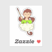 Monkey in Cross Leged on Clouds シール (シート)