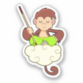 Monkey in Cross Leged on Clouds シール (正面)