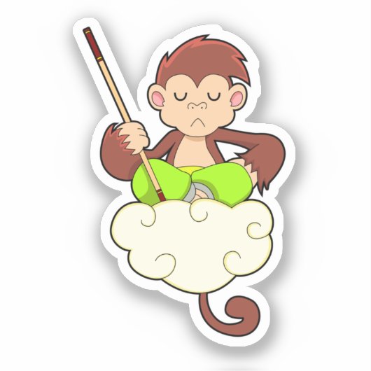 Monkey in Cross Leged on Clouds シール (正面)