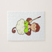 Monkey in Cross Leged on Clouds ジグソーパズル (横)