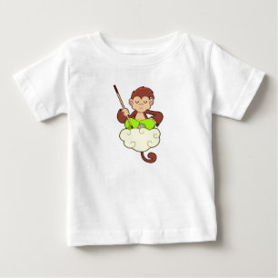 Monkey in Cross Leged on Clouds ベビーTシャツ