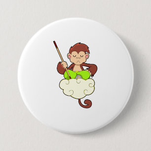 Monkey in Cross Leged on Clouds 缶バッジ